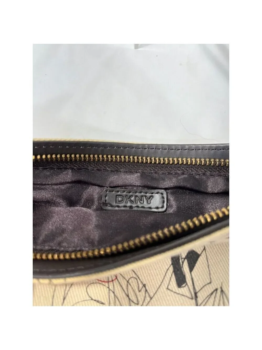 DKNY Logo Wristlet Pouch Clutch